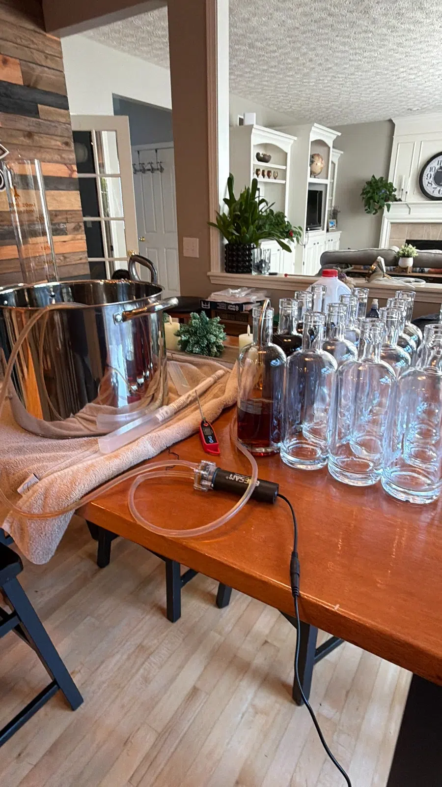 Bottling day: bottles, transfer pump, proofing equipment and the work ahead.