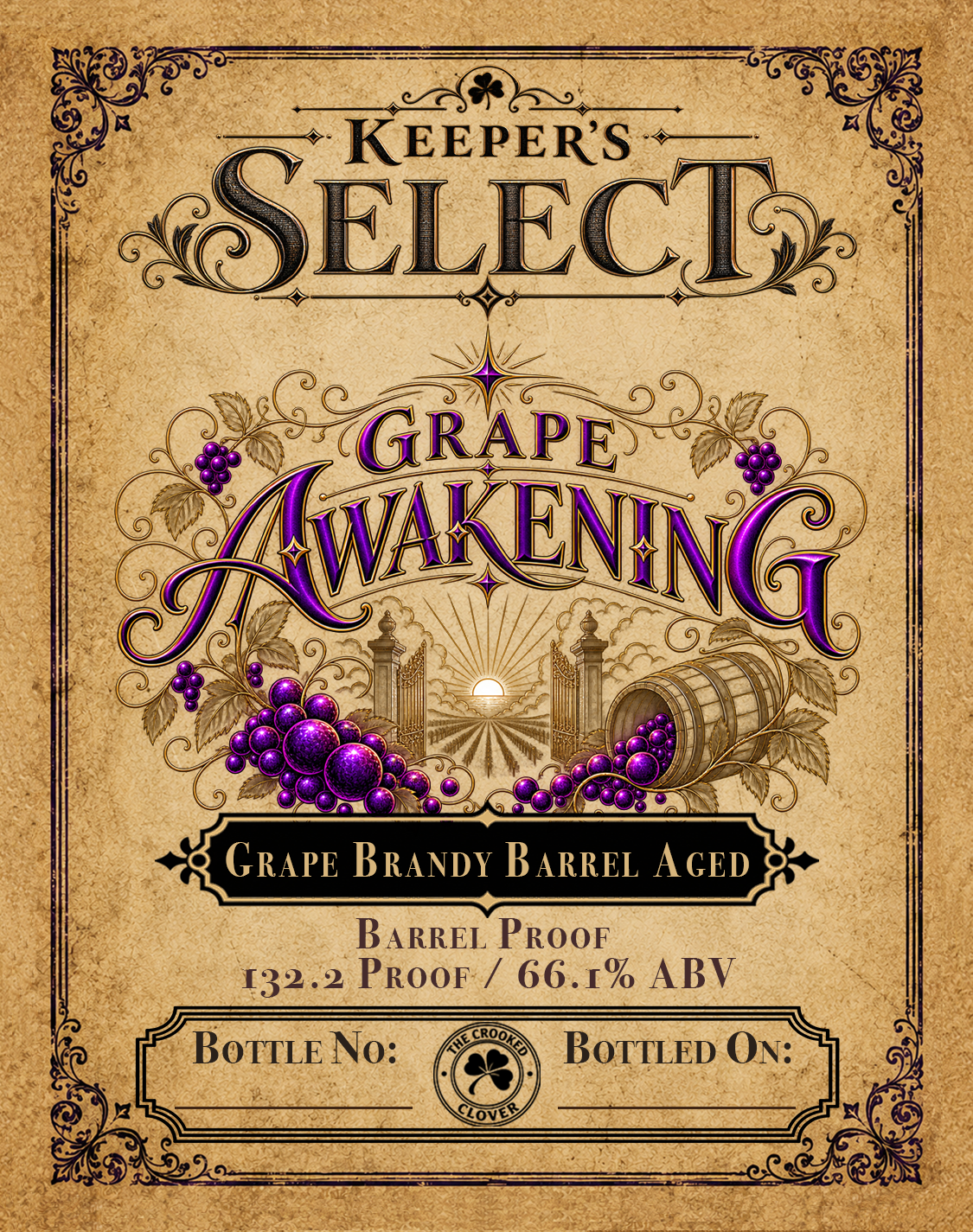 Grape Awakening 132.2 proof label